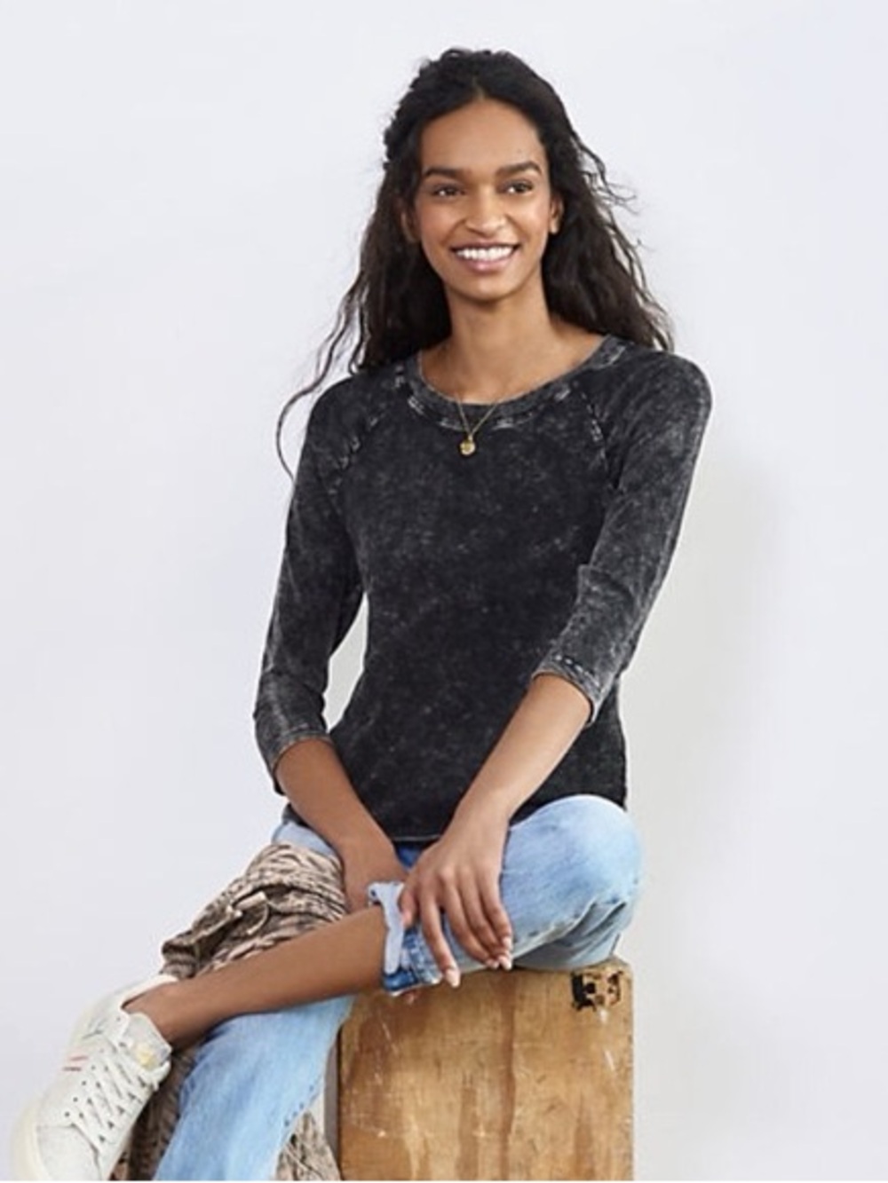 Anthropologie Pilcro Elissa Ruched Top Black Charcoal Size XS